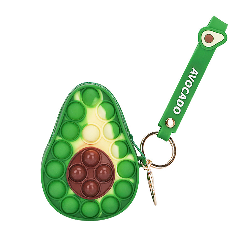 Avokado şekli fidget pop-it fermuar el çantası para cüzdan kılıfı