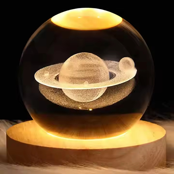 Satürn 3D Kristal Top Işığı